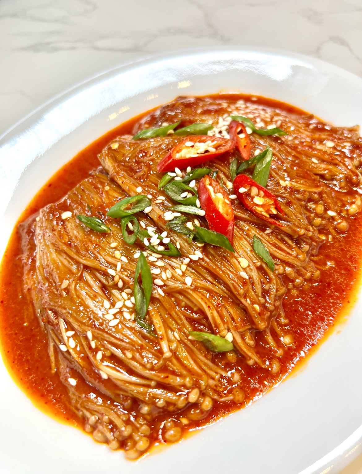 Spicy Enoki Mushrooms
